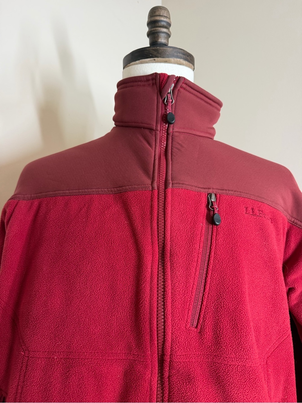 LL Bean Men’s Polartec Thinsulate Soft Shell -SZ L- Burgundy Flex Fleece Jacket - Picture 3 of 9